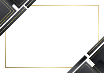 white background with black and gold geometric corner border for business or presentation