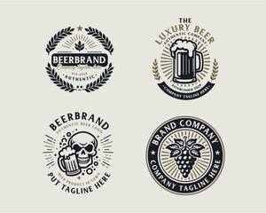 Fototapeta premium Set bundle vintage brewery beer bar logo for business company