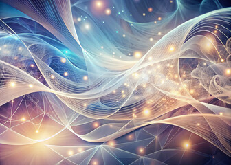 Obraz premium mesmerizing digital realm of swirling patterns and curves, featuring soft glowing lights and intricate lines that create sense of depth and movement. This abstract composition evokes feeling of