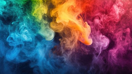 Obraz premium An artistic representation of colored smoke released during a festival, swirling in vibrant hues and creating a festive atmosphere, showcasing cultural celebrations.