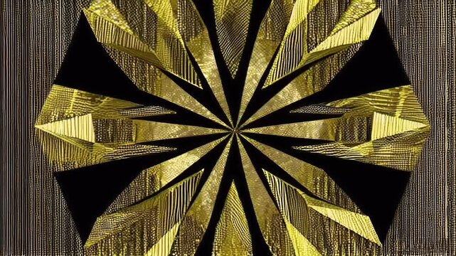 Abstract gold pattern on black background.