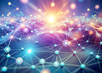 Fototapeta premium vibrant network of glowing connections and abstract shapes creates futuristic atmosphere, with soft pastel colors and gentle curves illuminating scene