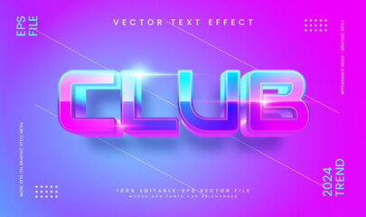Club cyber editable vector text effect, with glowing light technology concept
