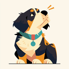 cute flat cartoon puppy with anthropomorphic expression