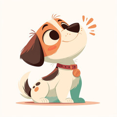 cute flat cartoon puppy with anthropomorphic expression