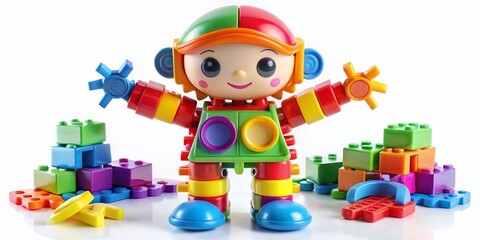 Colorful character toy with interchangeable parts perfect for playtime and imaginative activities