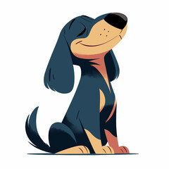 cute flat cartoon puppy with anthropomorphic expression