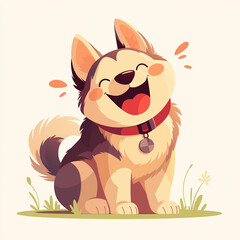 cute flat cartoon puppy with anthropomorphic expression