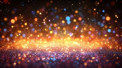 Obraz premium A Shimmering, Festive Background of Gold, Blue, and Orange Glitter, Perfect for Holiday and Celebration Designs