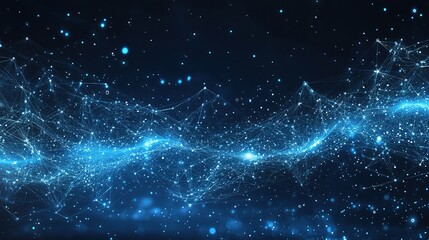 Obraz premium Abstract Blue Wave of Light Particles and Connections