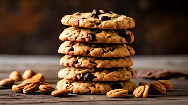  Deliciously stacked cookies with almonds ready to be savored