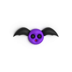 cute purple black bat halloween 3d illustration
