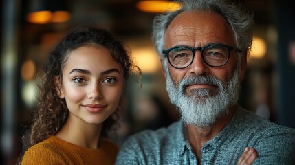 two colleagues in various age groups in office older manager as mentor for new female employee age diverse team concept