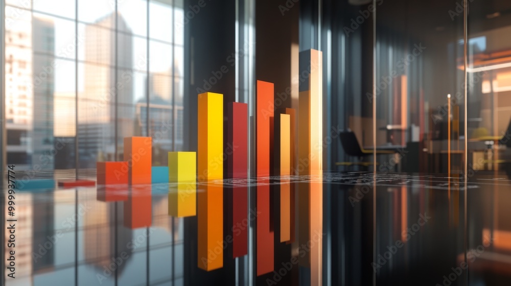 Leinwandbilder a 3d bar graph showcasing business profits, with bold, stacked bars representing various revenue str