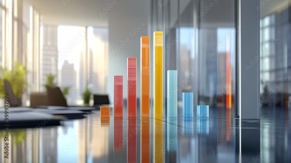 Leinwandbilder a 3d bar graph showcasing business profits, with bold, stacked bars representing various revenue str