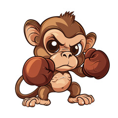 Obraz premium A cartoon monkey wearing red boxing gloves, with a determined expression on its face.