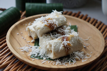 Putu Bambu or Rice Flour Steamed Cake in Bamboo.  A popular snack in Malaysia, Indonesia and Singapore.