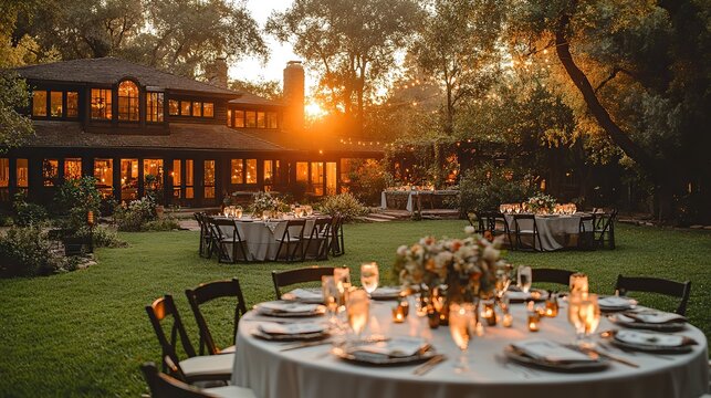 wedding reception outside in the backyard