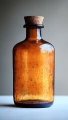 a brown bottle with a black cap. 