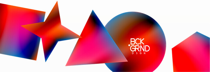 Neon color geometric shapes square triangle circle abstract background. Vector Illustration For Wallpaper, Banner, Background, Card, Book Illustration, landing page