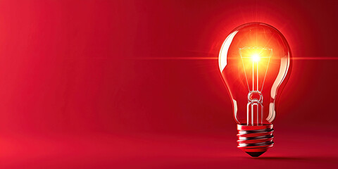 A red background with a light bulb in the center