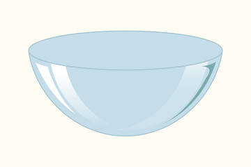 Glass transparent bowl plate for kitchen, cooking, serving salad, baking. Vector illustration