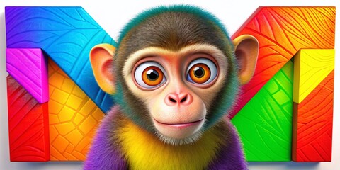 Naklejka premium Colorful illustration of a playful monkey representing the letter M in a fun and educational style