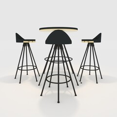 3d render bar table and chair design element. Furniture Collection