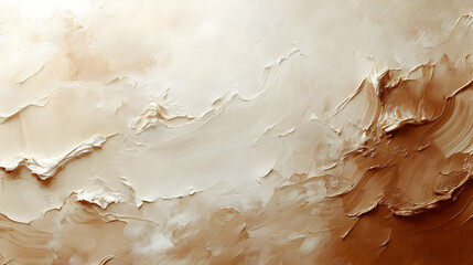 Abstract Painting with Brown and White Tones