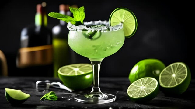  Freshly squeezed lime cocktail ready to serve