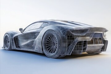Naklejka premium Wireframe model of a sleek, futuristic sports car.