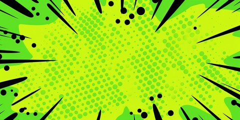 A green and black comic book style background with a lot of dots backgroud.
