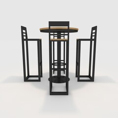 3d render bar table and chair design element. Furniture Collection