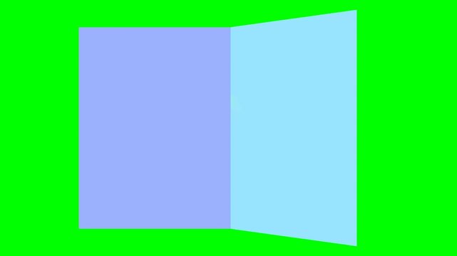 2d animated character of  Flipping through the colored pages of the children's short story book at a slow speed until the end of the book  . in green screen background chroma key.
