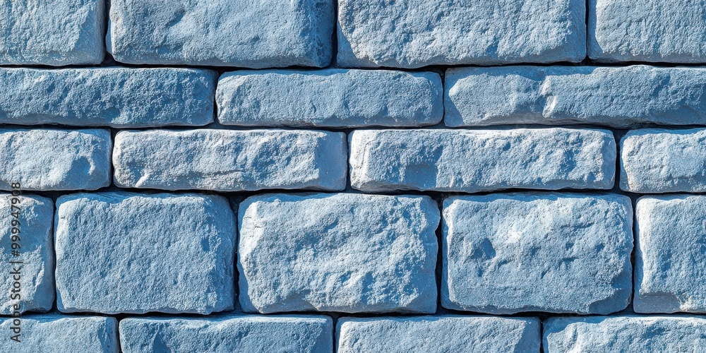 Aufkleber A Seamless Pattern of Light Blue Stone Bricks With a Rough Textured Surface