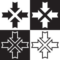 Full screen vector icons. Set of full screen and exit full screen icon. Arrow mark icons. Scalability icons in flat style for web site, UI, mobile app.  isolated on white and black  background. EPS 10