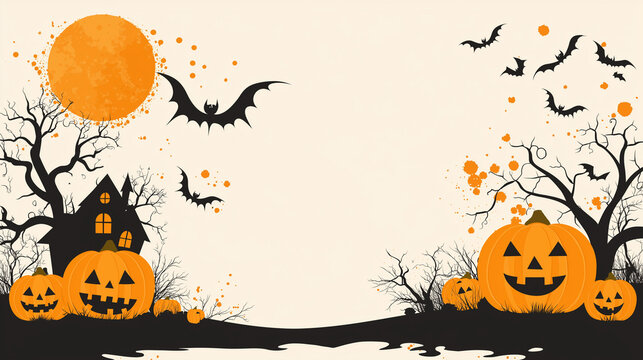 Halloween event background with charming upscale pumpkins. Premium illustration for banners, posters, greetings and Halloween celebrations.