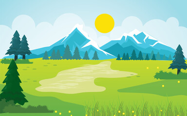 landscape with mountains and sky