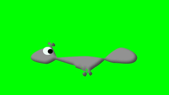 2d animated character of  Running and escaping two characters, fox, dog, cat, mouse, gray rabbit, from orange clutch, Follow each other. in green screen background chroma key.