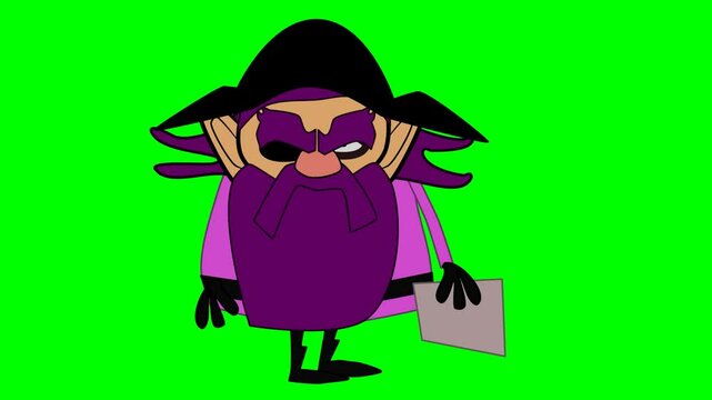 2d animated character of  conversation of pirates with different looks, ship's crew, treasure map in hands of captain of seas, masked eye. in green screen background chroma key.