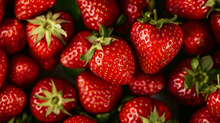 Fresh Ripe strawberries close-up, summer recipes concept.