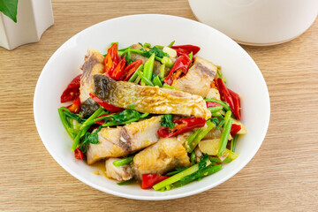 Chinese food spicy white fish fillet