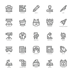 Library and Science icon pack for your website, mobile, presentation, and logo design. Library and Science icon outline design. Vector graphics illustration and editable stroke.