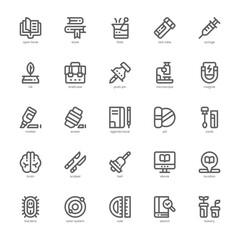 Library and Science icon pack for your website, mobile, presentation, and logo design. Library and Science icon outline design. Vector graphics illustration and editable stroke.