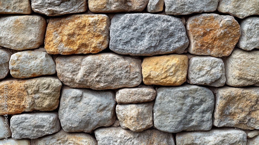 Aufkleber A textured background of a rustic stone wall with natural color variations and irregular shapes creating an intricate pattern of interlocking stones.