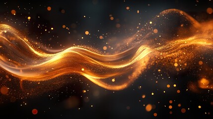 Fototapeta premium Abstract Gold Flame Isolated on Black Background