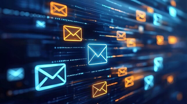 Digital email automation with spam filter icons, representing the power of automated marketing in modern campaigns