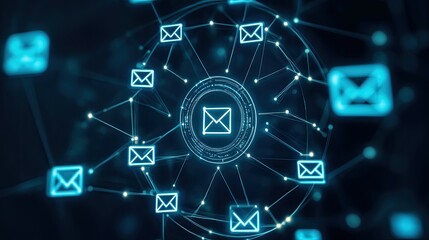 Digital marketing automation with email and spam filter icons, representing a seamless campaign strategy