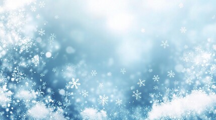 Obraz premium Soft Blue Winter Background with Snowflakes and Bokeh