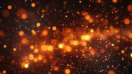 Abstract bokeh background with glowing golden particles on a dark backdrop